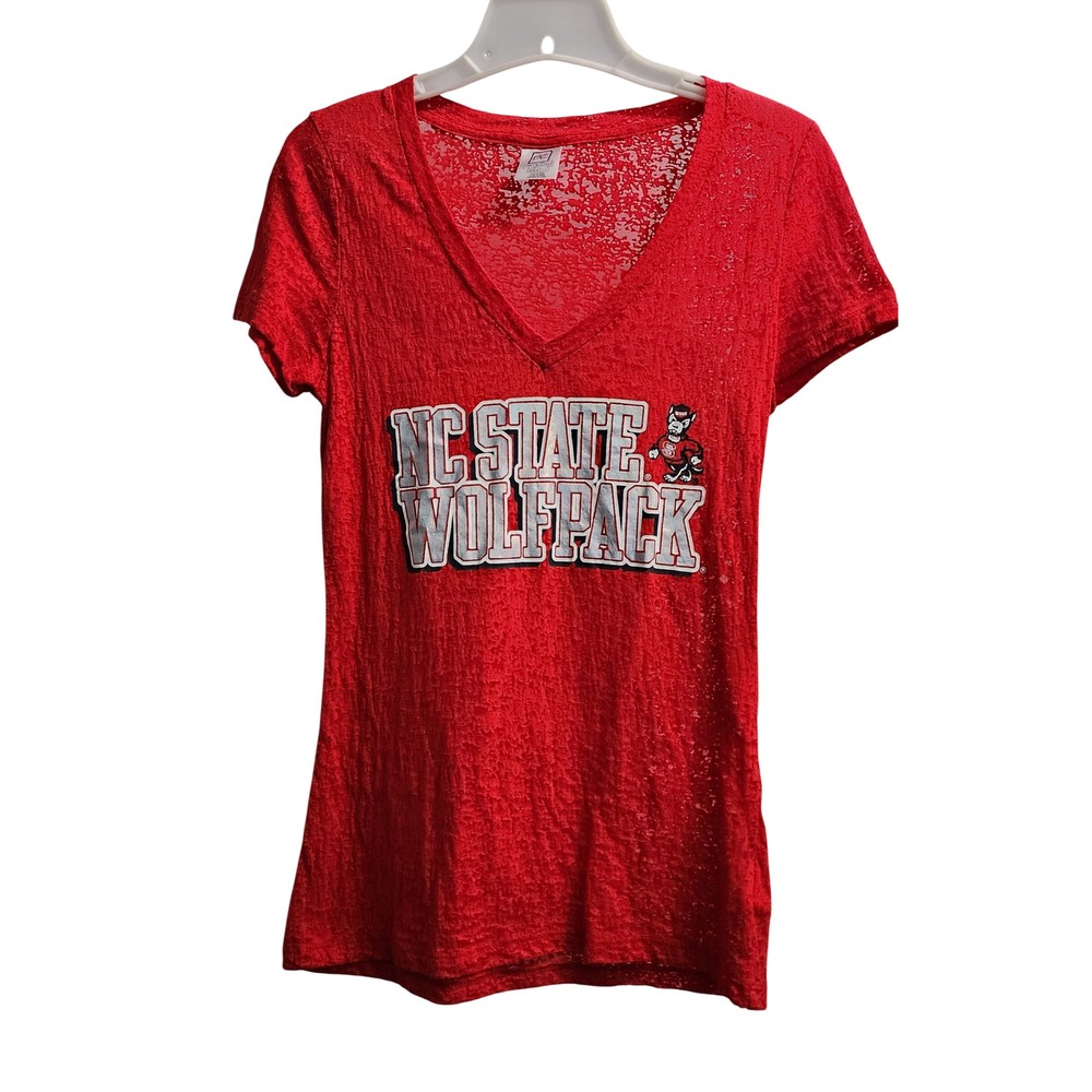 Pro Edge NC State Wolfpack Red V Neck T Shirt Women's Size M‎